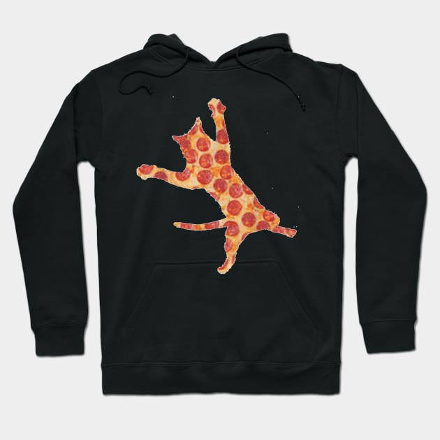 Funny Pepperoni Pizza Jumping Cat Hoodie by Peter Smith